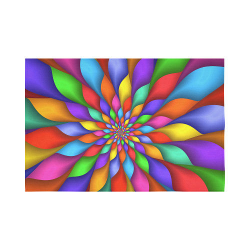 Psychedelic Rainbow Spiral Petals Cotton Linen Wall Tapestry 90"x 60"