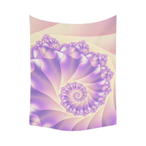 Pastel Yellow and Purple Spiral Fractal Cotton Linen Wall Tapestry 80"x 60"