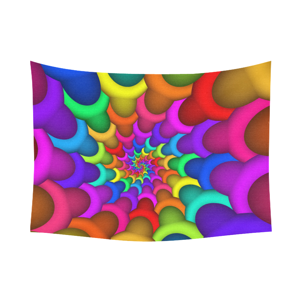 Psychedelic Rainbow Spiral Cotton Linen Wall Tapestry 80"x 60"