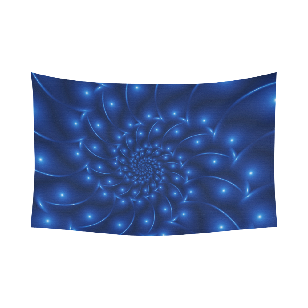 Glossy Blue Spiral Fractal Cotton Linen Wall Tapestry 90"x 60"