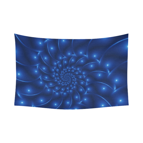 Glossy Blue Spiral Fractal Cotton Linen Wall Tapestry 90"x 60"