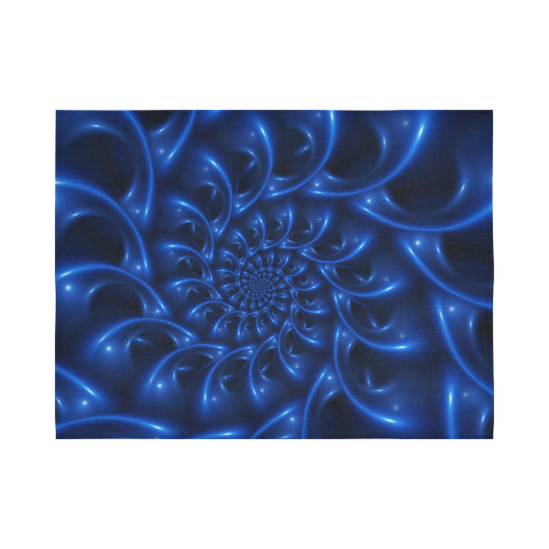 Glossy Blue Spiral Fractal Cotton Linen Wall Tapestry 80"x 60"