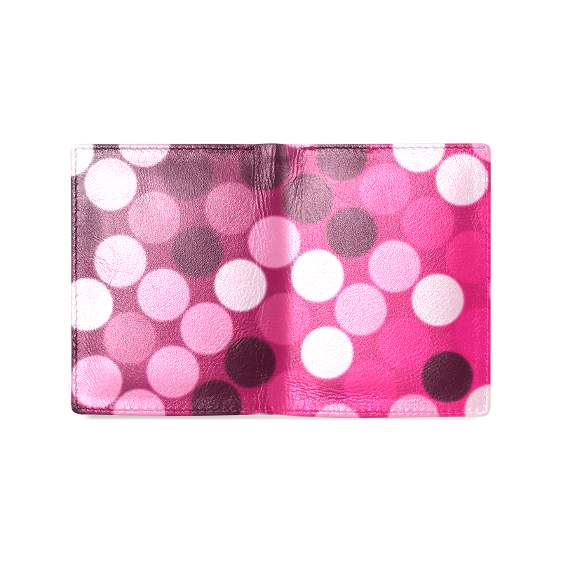Pink Spots Men's Leather Wallet (Model 1612)