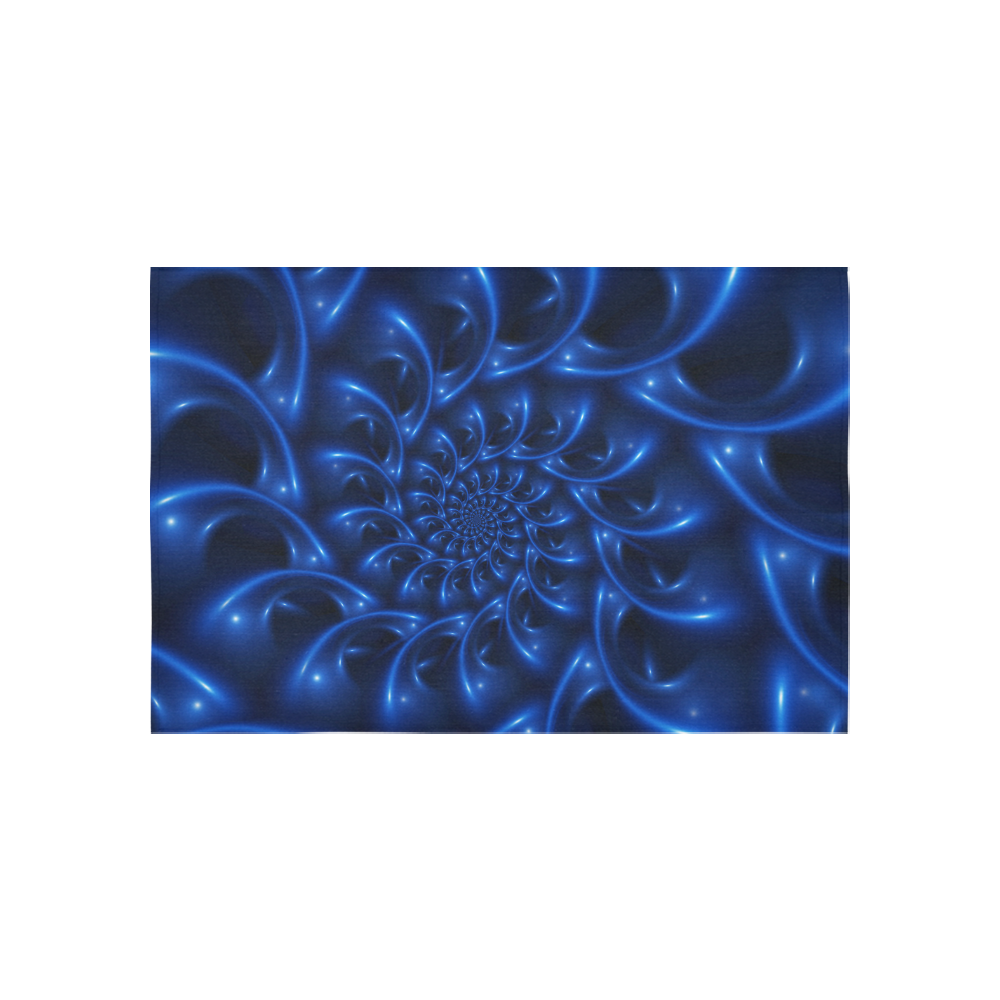 Glossy Blue Spiral Fractal Cotton Linen Wall Tapestry 60"x 40"