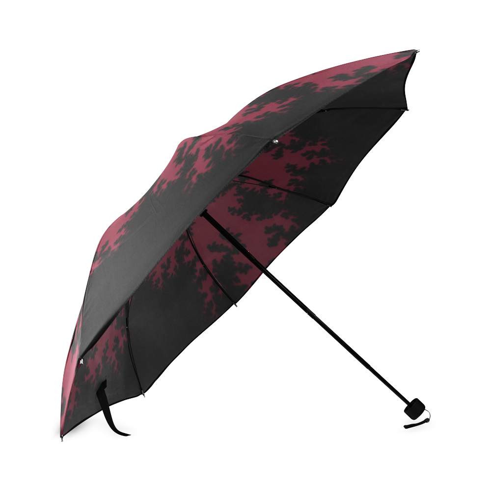 black and dark red fractal Foldable Umbrella (Model U01)