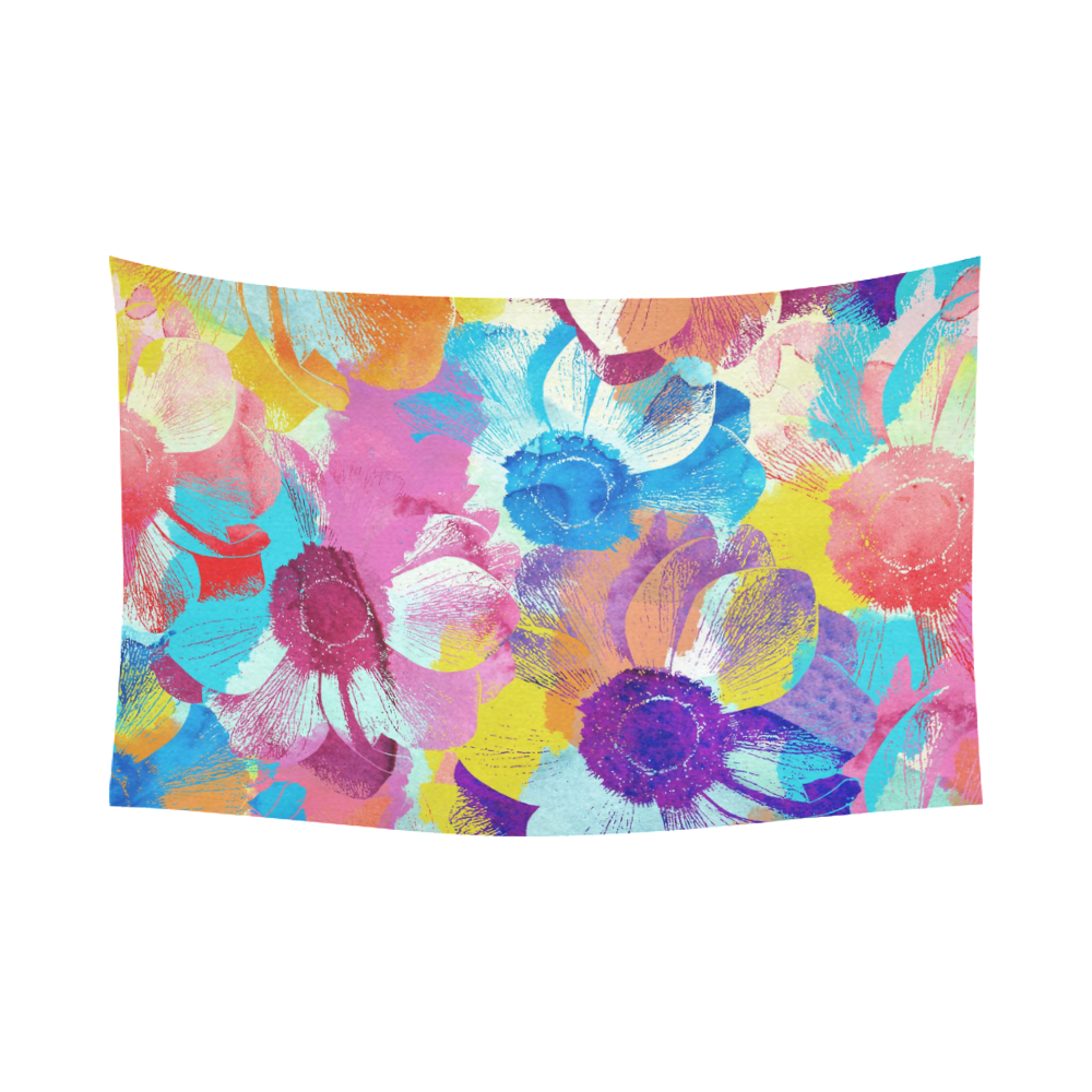 Anemones Flower Cotton Linen Wall Tapestry 90"x 60"