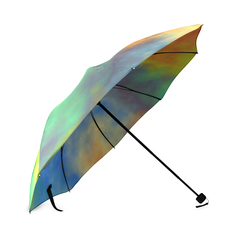 blue green orange and yellow abstract clouds Foldable Umbrella (Model U01)