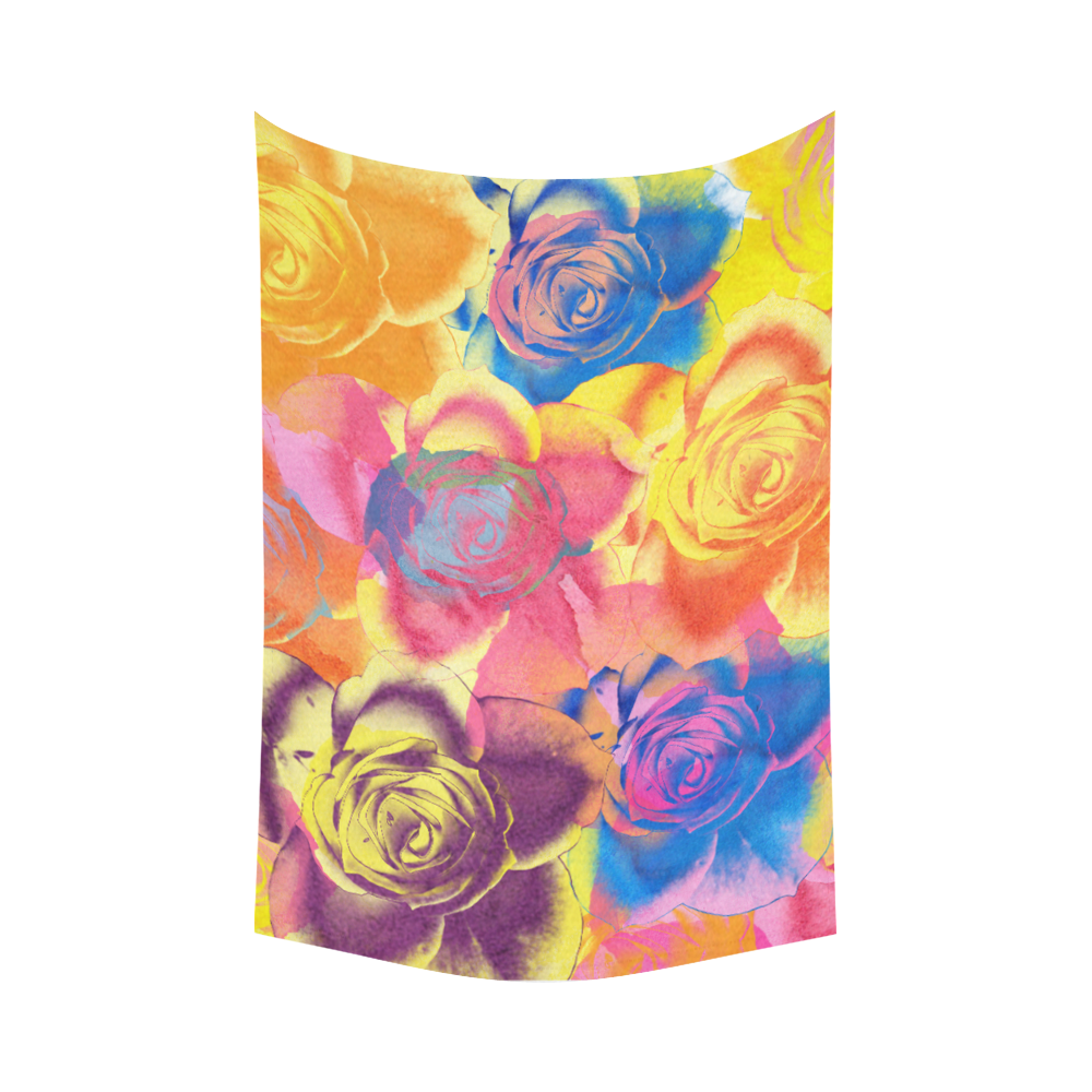 Roses Cotton Linen Wall Tapestry 90"x 60"