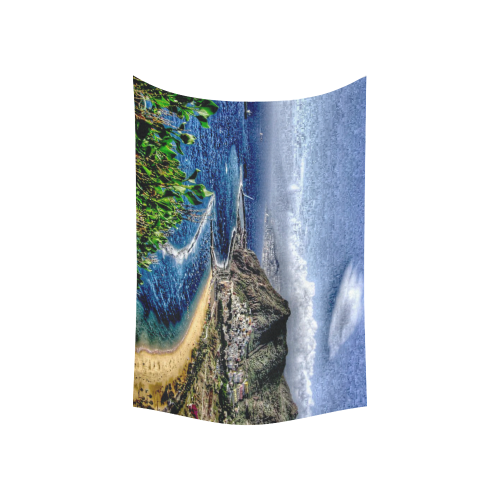 Travel-painted Tenerife Cotton Linen Wall Tapestry 60"x 40"