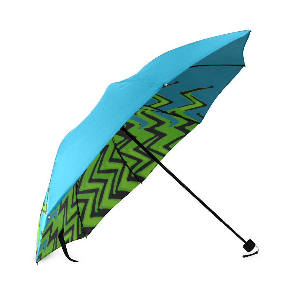 blue green and black abstract Foldable Umbrella (Model U01)