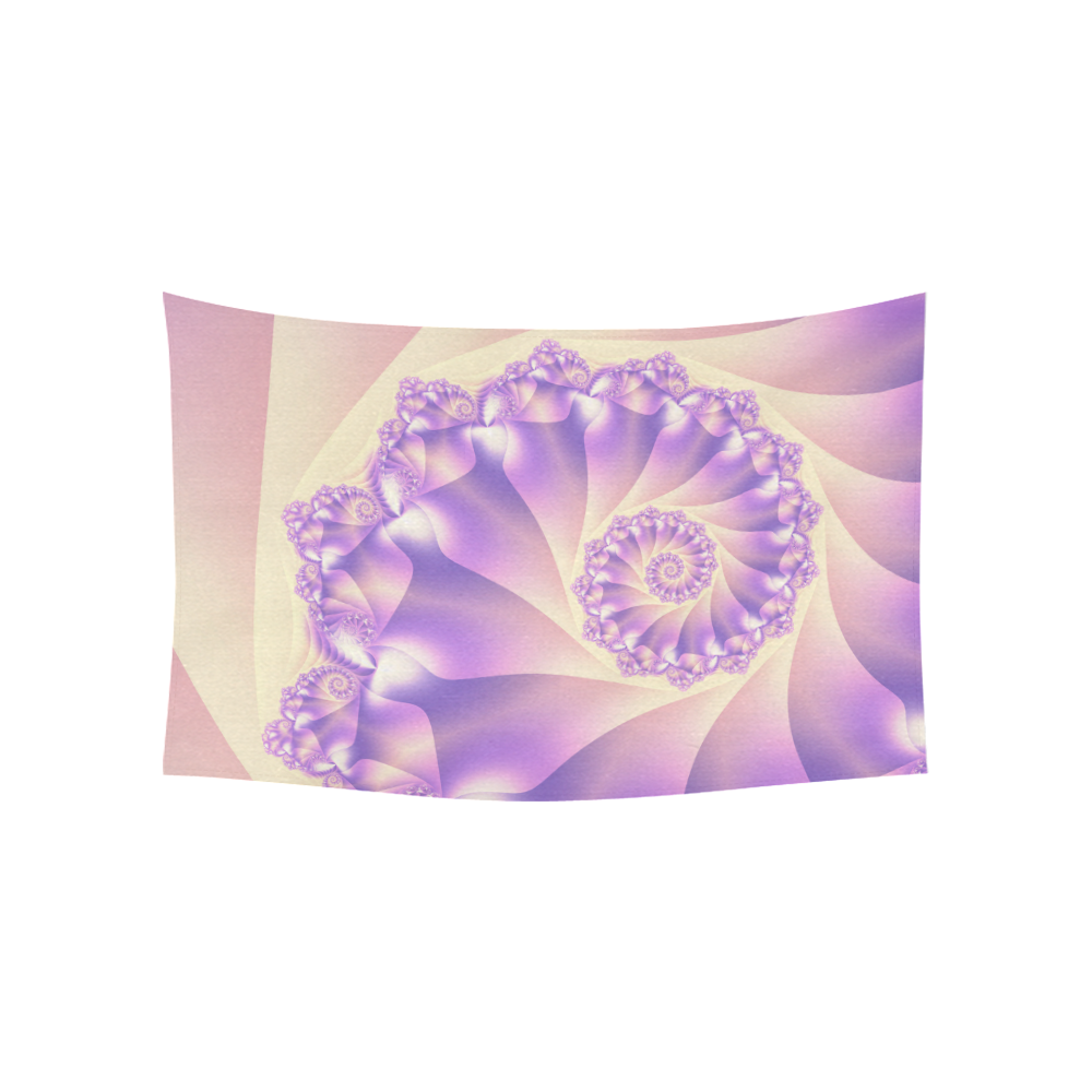 Pastel Yellow and Purple Spiral Fractal Cotton Linen Wall Tapestry 60"x 40"