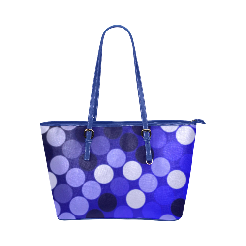Blue Spots Leather Tote Bag/Small (Model 1651)