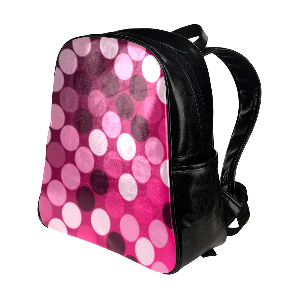 Pink Spots Multi-Pockets Backpack (Model 1636)