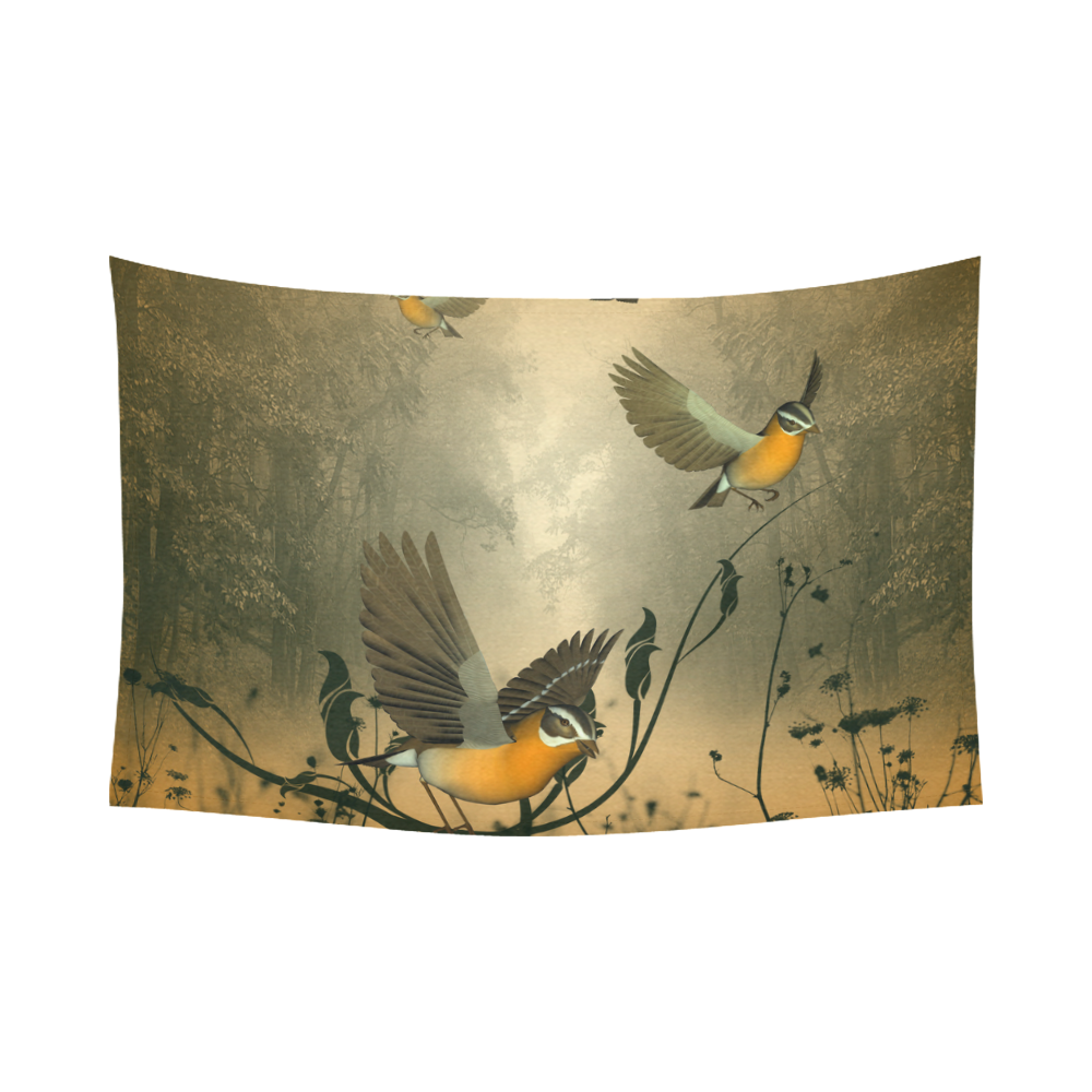 Birds in the forest Cotton Linen Wall Tapestry 90"x 60"