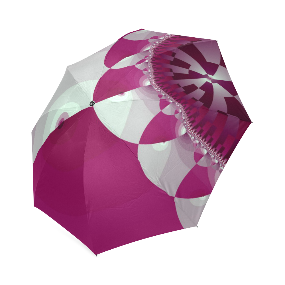 pink and white abstract fractal Foldable Umbrella (Model U01)