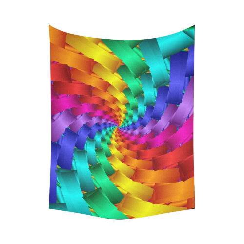 Psychedelic Rainbow Spiral Cotton Linen Wall Tapestry 80"x 60"