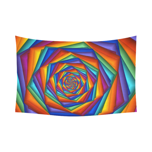 Psychedelic Rainbow Spiral Cotton Linen Wall Tapestry 90"x 60"