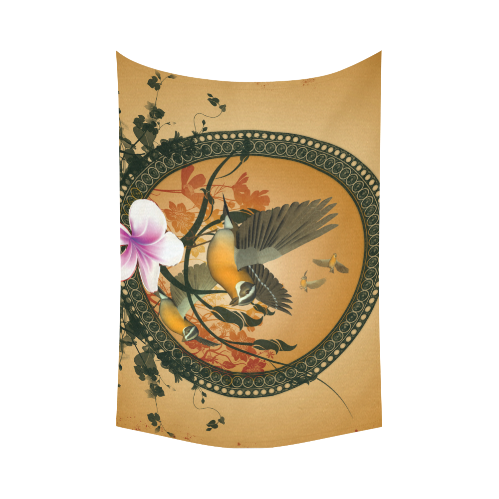 Wonderful bird with flowers Cotton Linen Wall Tapestry 90"x 60"