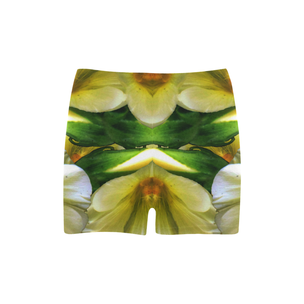 Elegant in Cream Flowers Briseis Skinny Shorts (Model L04)
