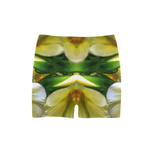 Elegant in Cream Flowers Briseis Skinny Shorts (Model L04)