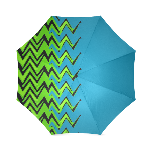 blue green and black abstract Foldable Umbrella (Model U01)