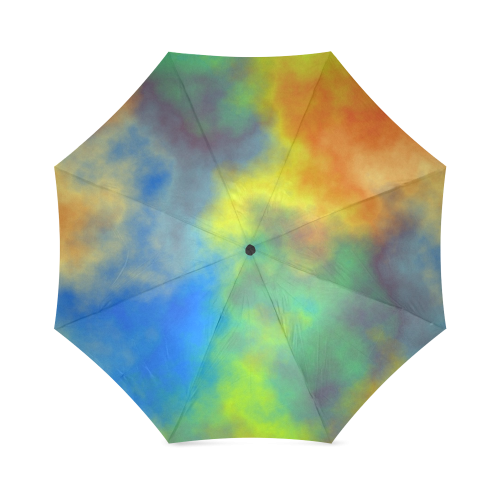 blue green orange and yellow abstract clouds Foldable Umbrella (Model U01)