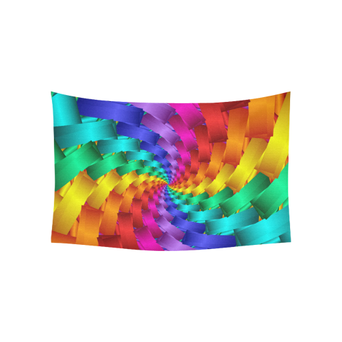 Psychedelic Rainbow Spiral Cotton Linen Wall Tapestry 60"x 40"