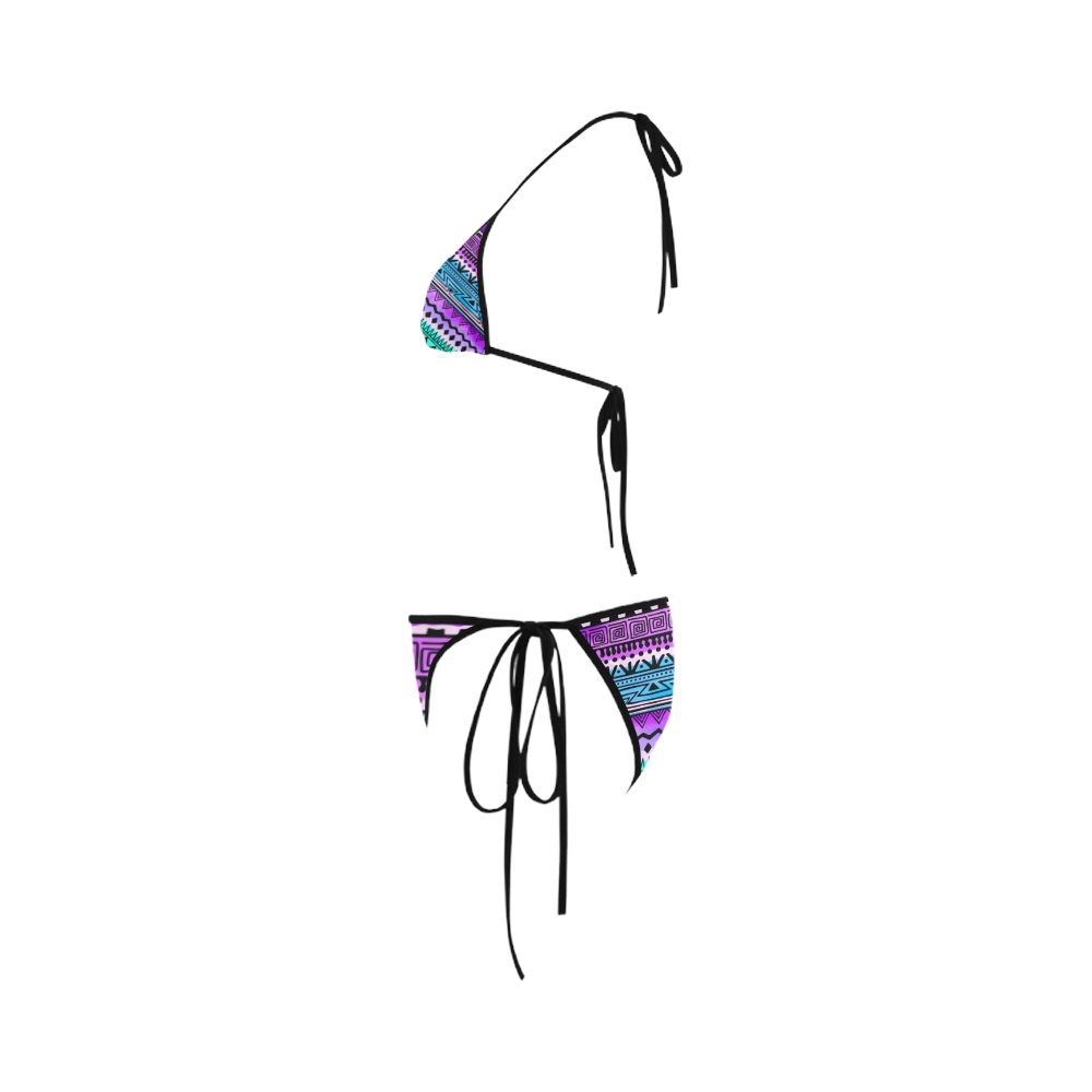 Purple Teal Tribal Pattern Custom Bikini Swimsuit