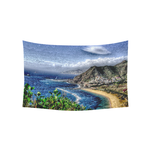 Travel-painted Tenerife Cotton Linen Wall Tapestry 60"x 40"