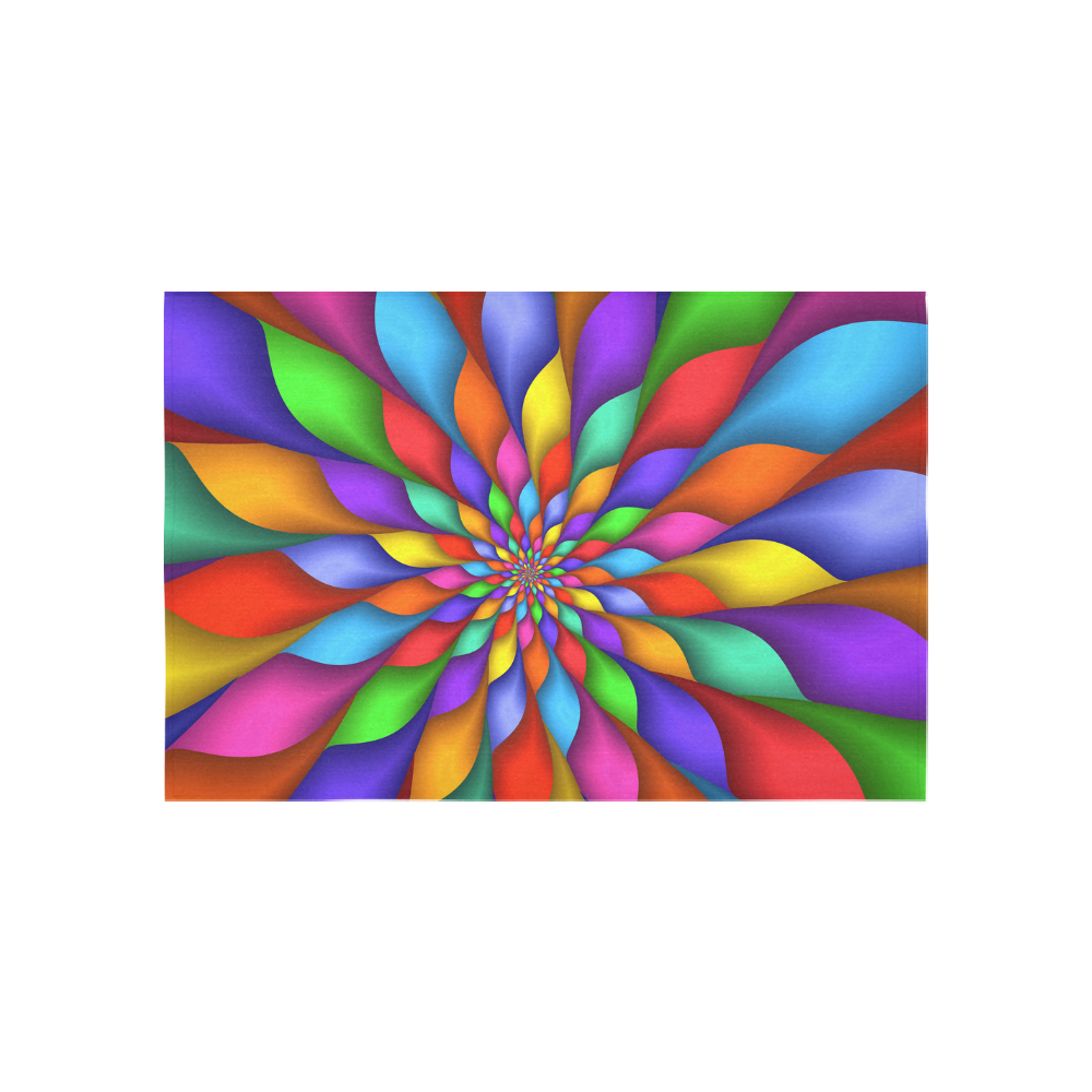 Psychedelic Rainbow Spiral Petals Cotton Linen Wall Tapestry 60"x 40"