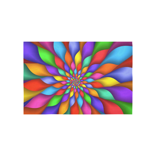 Psychedelic Rainbow Spiral Petals Cotton Linen Wall Tapestry 60"x 40"