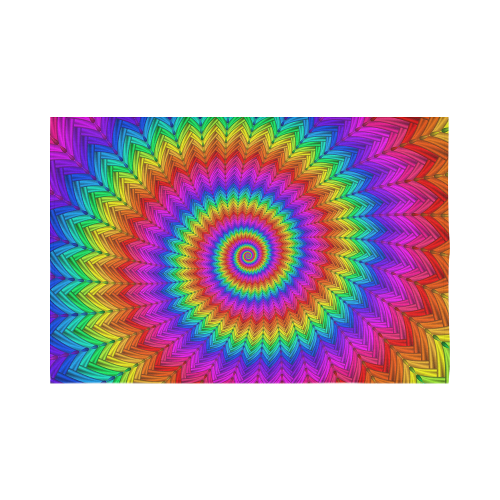 Psychedelic Rainbow Spiral Cotton Linen Wall Tapestry 90"x 60"