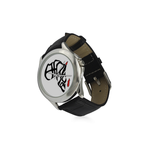 custom handwatch with AFRICA logo_CAM237Design Women's Classic Leather Strap Watch(Model 203)