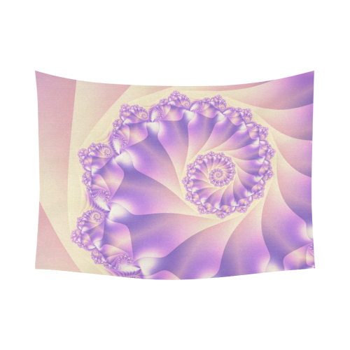 Pastel Yellow and Purple Spiral Fractal Cotton Linen Wall Tapestry 80"x 60"