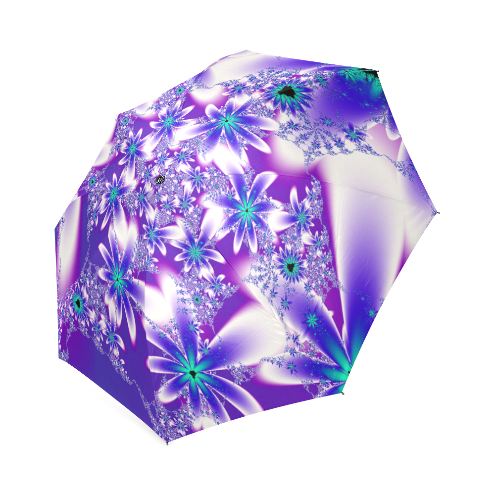 Purple Flowers Pattern Umbrella Foldable Umbrella (Model U01)