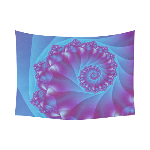 Blue and Purple Spiral Fractal Cotton Linen Wall Tapestry 80"x 60"