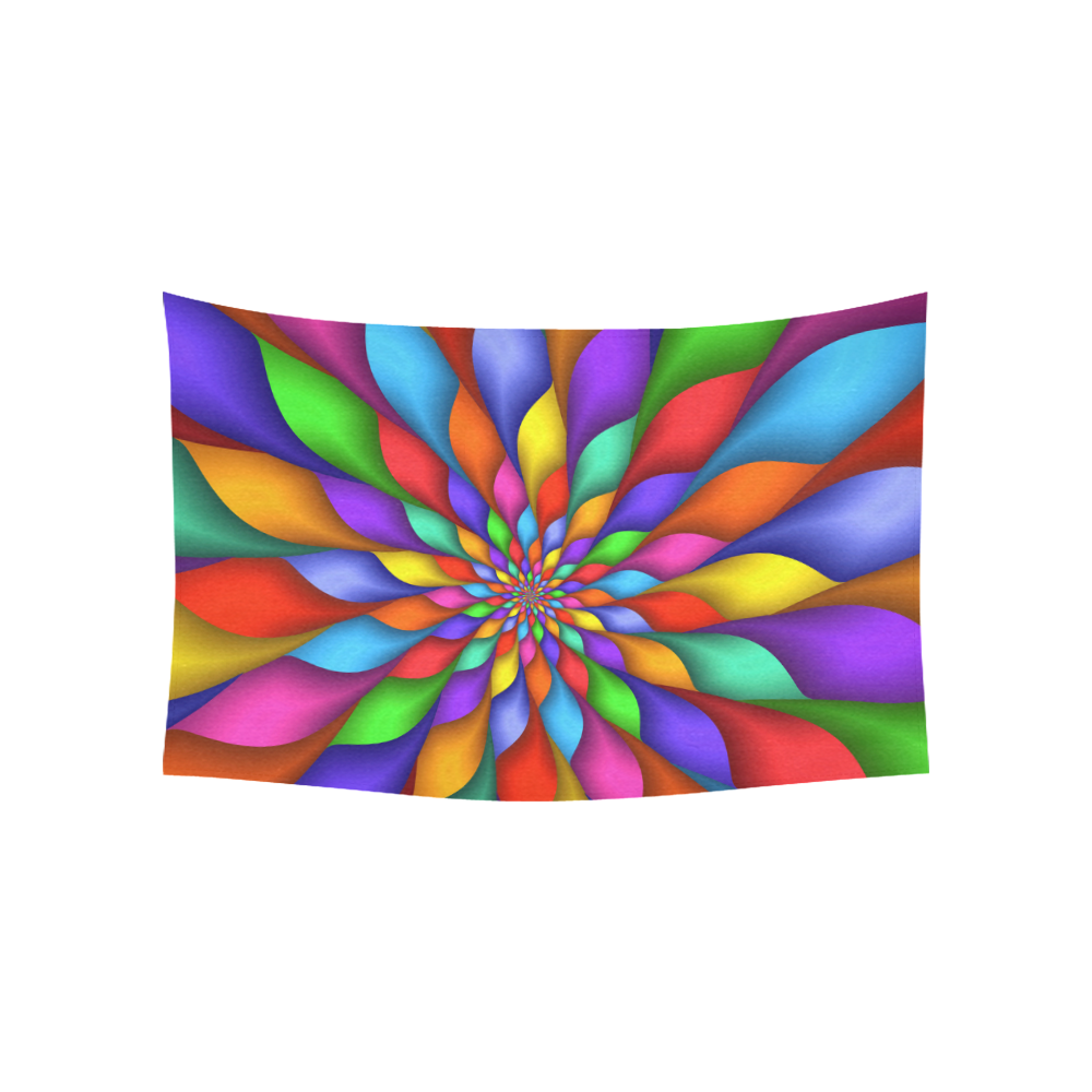 Psychedelic Rainbow Spiral Petals Cotton Linen Wall Tapestry 60"x 40"