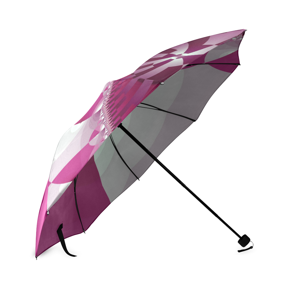 pink and white abstract fractal Foldable Umbrella (Model U01)