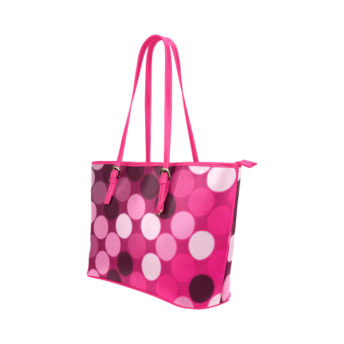 Pink Spots Leather Tote Bag/Small (Model 1651)