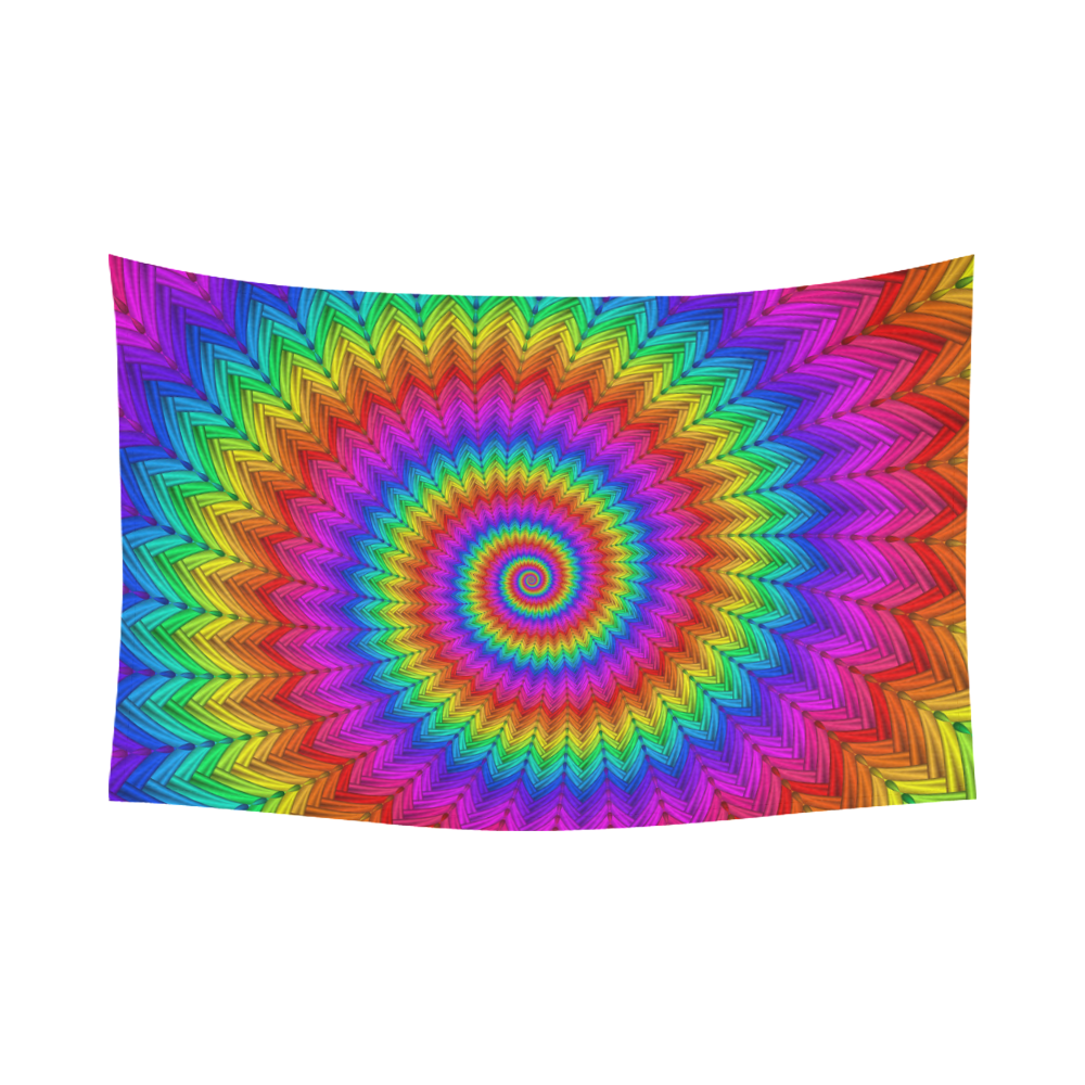 Psychedelic Rainbow Spiral Cotton Linen Wall Tapestry 90"x 60"
