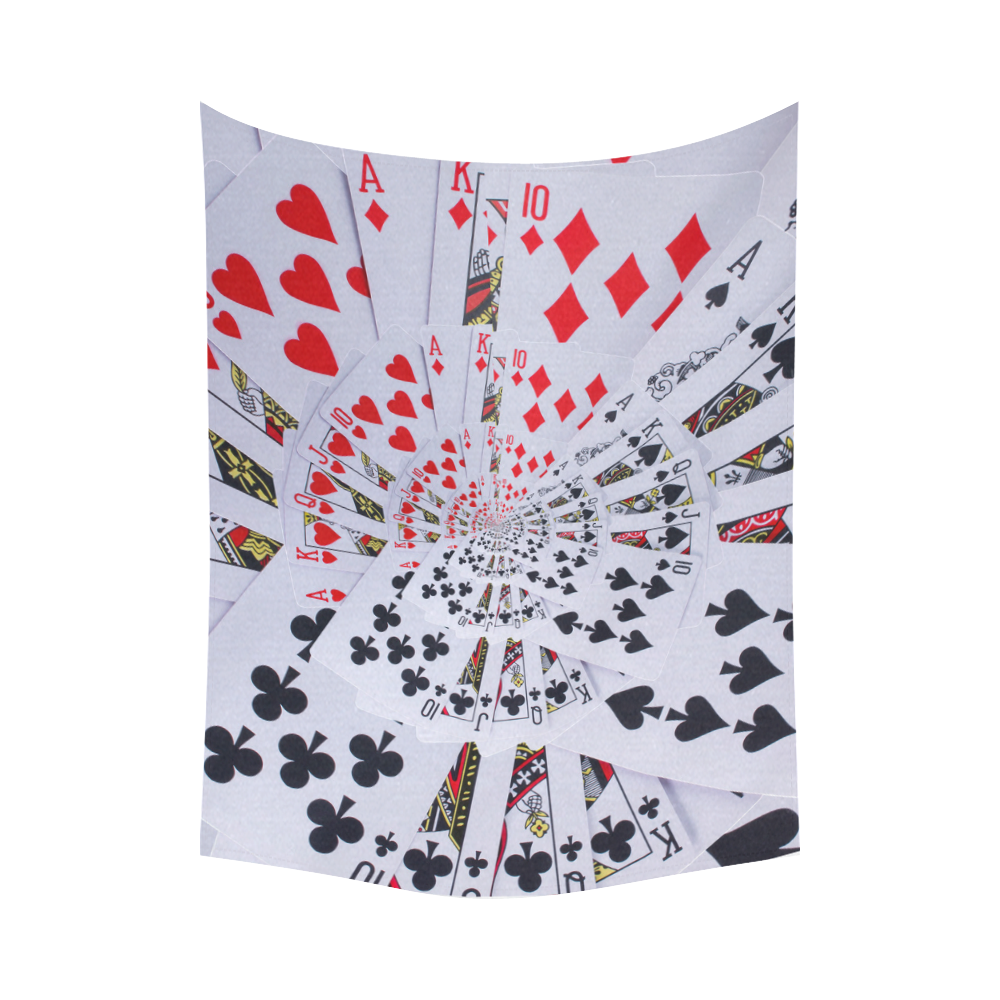Poker Royal Flush All Suits Spiral Droste Cotton Linen Wall Tapestry 80"x 60"