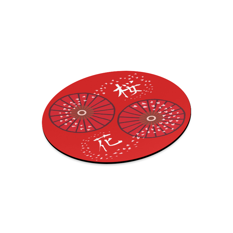 Japanese Umbrella "Cherry Blossoms" Round Mousepad