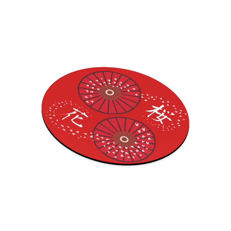 Japanese Umbrella "Cherry Blossoms" Round Mousepad
