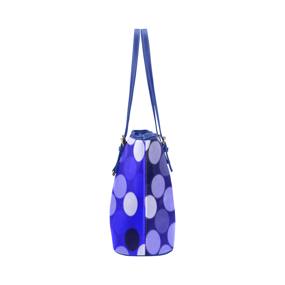 Blue Spots Leather Tote Bag/Small (Model 1651)