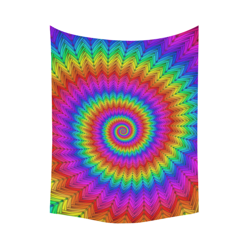 Psychedelic Rainbow Spiral Cotton Linen Wall Tapestry 80"x 60"