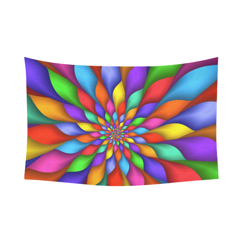 Psychedelic Rainbow Spiral Petals Cotton Linen Wall Tapestry 90"x 60"