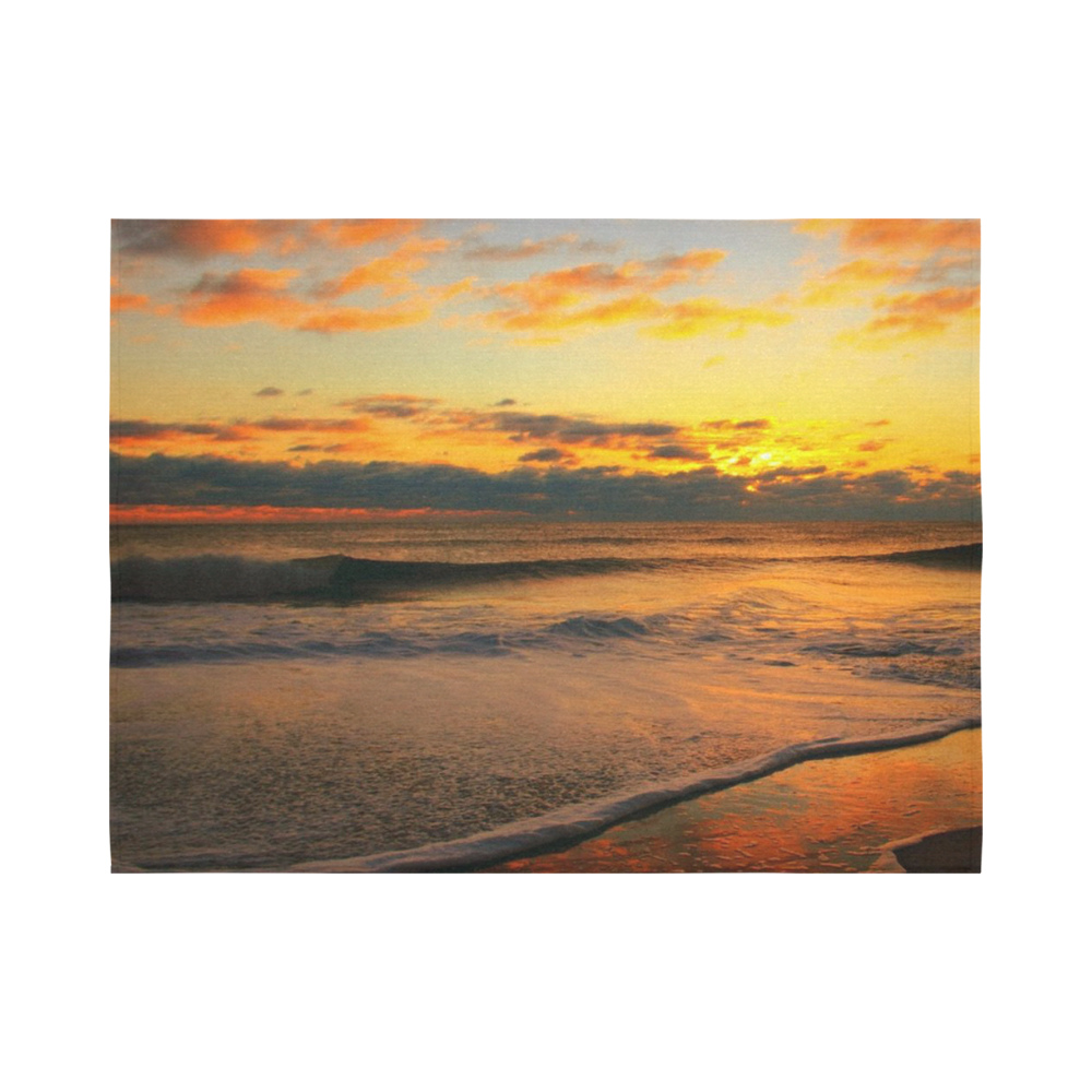 Stunning sunset on the beach Cotton Linen Wall Tapestry 80"x 60"