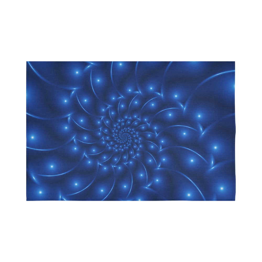 Glossy Blue Spiral Fractal Cotton Linen Wall Tapestry 90"x 60"