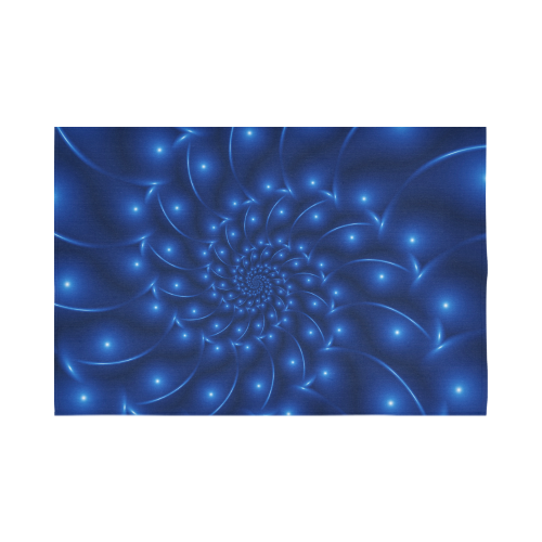 Glossy Blue Spiral Fractal Cotton Linen Wall Tapestry 90"x 60"