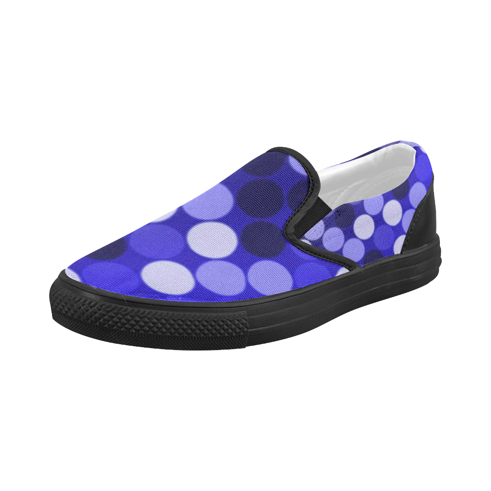 Blue Spots Women's Slip-on Canvas Shoes (Model 019)